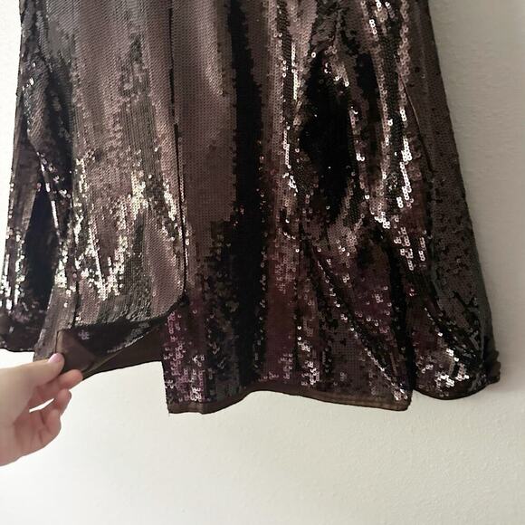 Chico's Size 3 Shining Tux Sheron Jacket Women's Size XL Brown Sequin & Satin - Picture 7 of 12